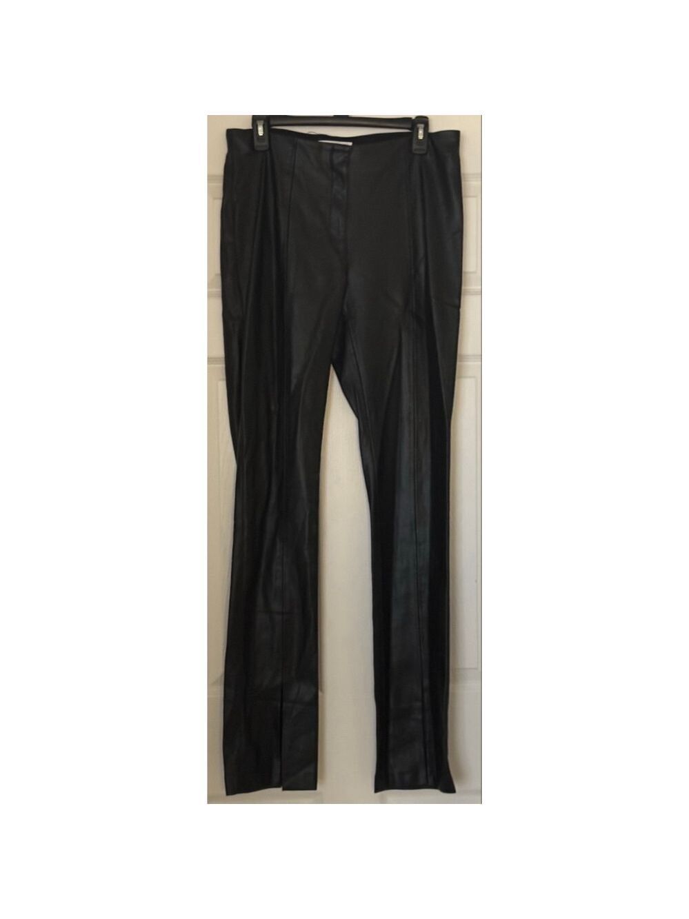 Women's MNG Black Faux Leather Trousers L